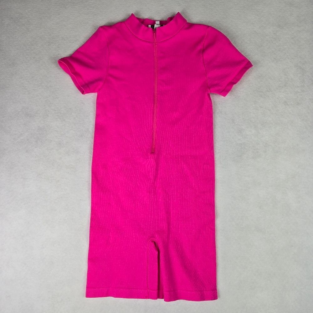 Fashion Nova Bright Pink Short Sleeve Zip Up Romper Size S/M